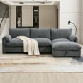 thumbnail image 5 of Harper & Bright Designs L-Shaped Chenille Sectional Sofa with Storage Ottoman & Pockets, USB Charger, 3-Seat Deep Couch Set with Adjustable Phone Holder & Wide Seat for Living Room/Apartment, Gray, 5 of 21