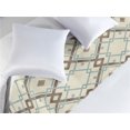 thumbnail image 2 of Geometric Bed Runner, Squares Checkered Pattern Retro Concept Striped Repetitive Art, Decorative Accent Bedding Scarf for Hotels Homes & Guest Rooms, Queen, Pale Teal Taupe and Eggshell, by Ambesonne, 2 of 3