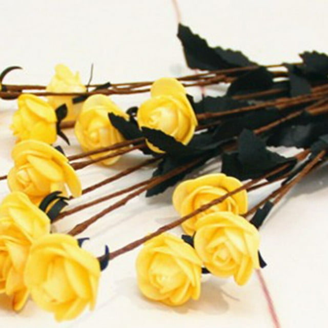 pitrice Artificial Flowers Decorative DIY Party Desktop Roses Bouquet Bedroom Romantic Table Simulation Home Room Decor Outdoor Yellow