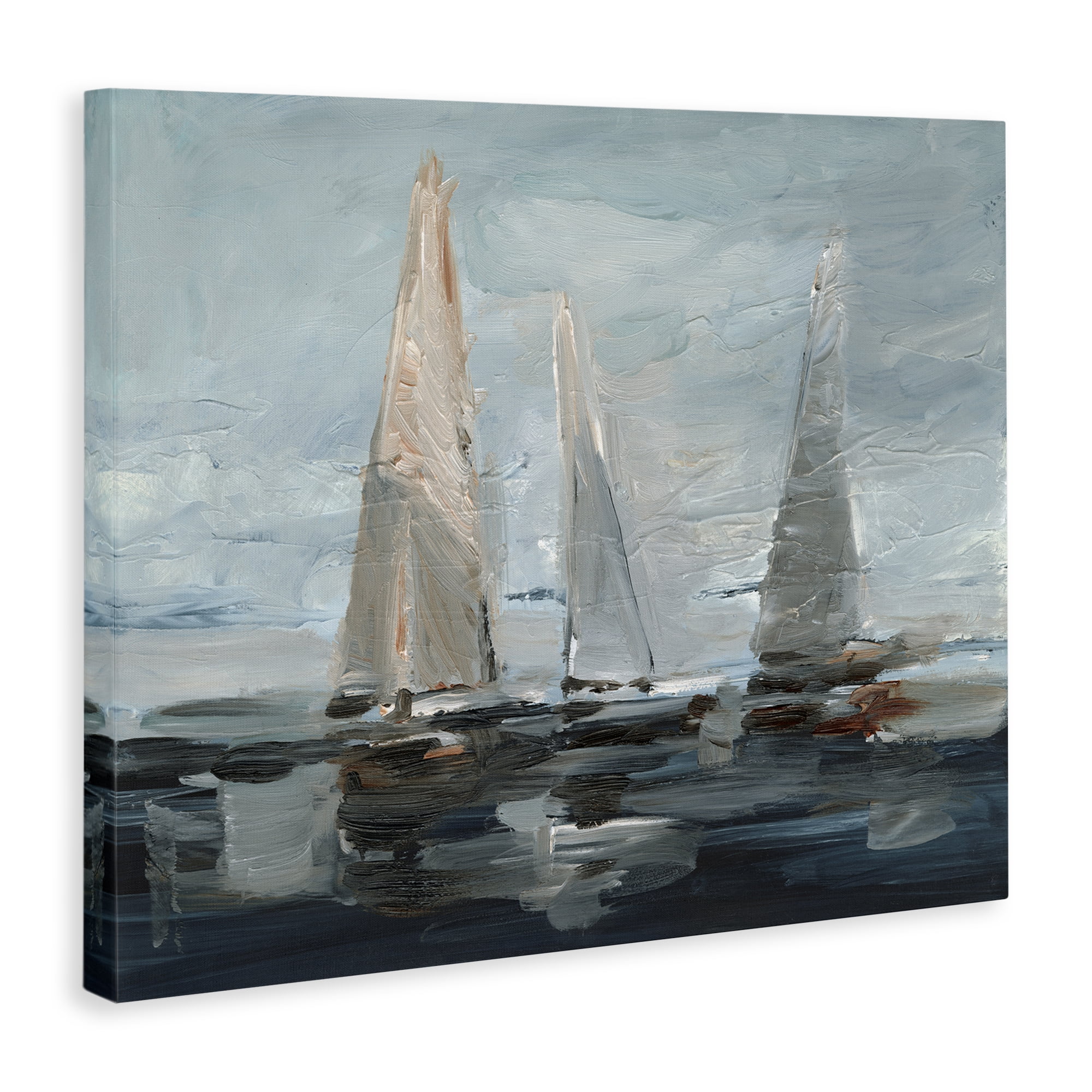 Stupell Industries Painterly Sailboat Trio Transportation Painting Wrapped Canvas Art Print Wall Art, 20 x 16