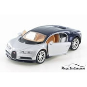 Bugatti Chiron, Silver w/ Black - Welly 43738D - 4.5 Diecast Model Toy Car (Brand New but NO BOX)
