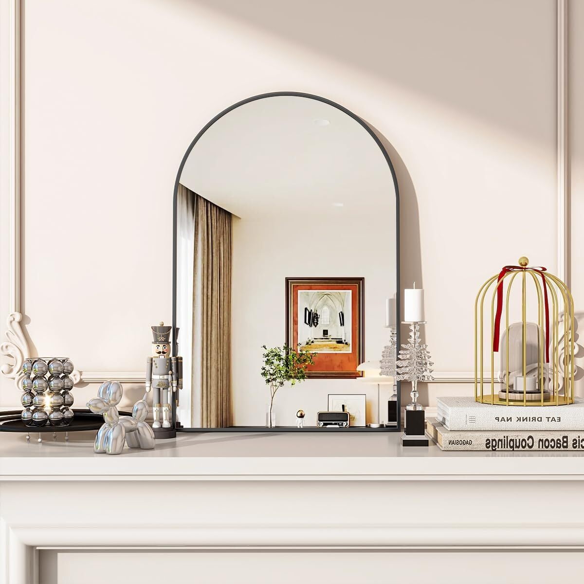 SHATTERVUE 30"x 20.1"Arched Bathroom Mirror Wall Mounted Mirror,Black