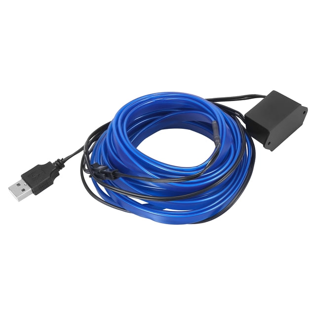 5 Metros/16pies Interior USB EL Cable Tira Azul Fría Luz Juego para Coche