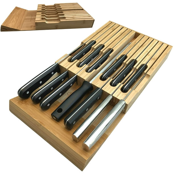 Kitchen Knife Block Drawer Knife Holder Kitchen Drawer Organizer For 12 Knives Plus Knife