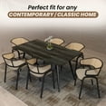 thumbnail image 3 of LeisureMod Dining Chair Upholstered in Leather with Curved Wicker Back Armchair and Black Powder-Coated Stainless Steel Frame and Legs for Modern Home, Kitchen Collection in Taupe, 3 of 11