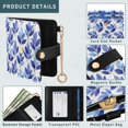 Blue Leaf Watercolor Small Wallet for Women RFID Blocking Bifold PU ...
