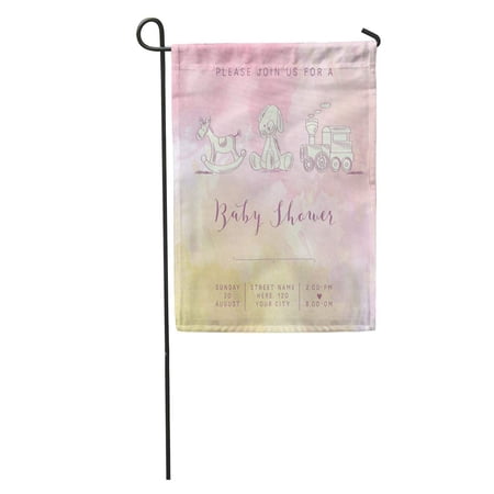 SIDONKU Pink Elephant Watercolor Baby Girl Retro Toys Rocket Affection Garden Flag Decorative Flag House Banner 12x18 inch