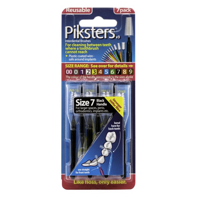 Cepillos interdentales Piksters tamaño 7 negro, paquete de 7
