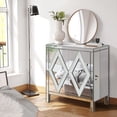 thumbnail image 4 of Silver Storage Cabinet with Mirror Trim and Diamond Shape Design, Entryway Storage Cabinet with Crystal-Effect Door Handles, Freestanding Buffet Cabinet for Living Room, Dining Room, Kitchen, 4 of 7
