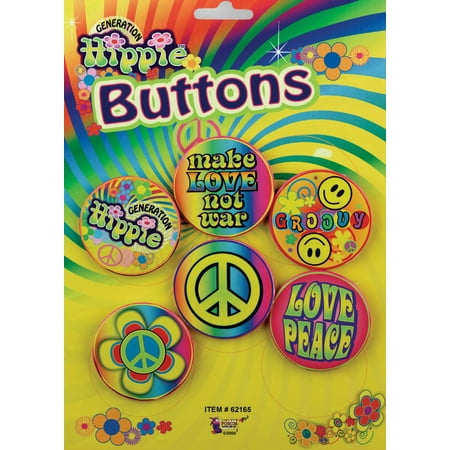 Hippie 5 Pc. Buttons Woodstock F62165