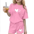 thumbnail image 2 of Cethrio Girls Activewear Outfit Sets Size 14-16, Summer Short Sleeve 2 Piece Casual Kids' Athletic Clothing Sets Pink, 2 of 5