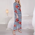 thumbnail image 4 of Kll Starfish Navy Blue Stripe Print Women'S Long Sleeve Pajamas With Pants Sleepwear Loungewear 2 Set-Xx-Large, 4 of 9