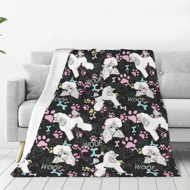 Balery Cute Poodle Dog Manta de Felpa Suave y Acogedora – Cobija de Franela Aterciopelada para Cama, Lavable y Cálida para Sofá, Mascotas, Transpirable-50"x40"