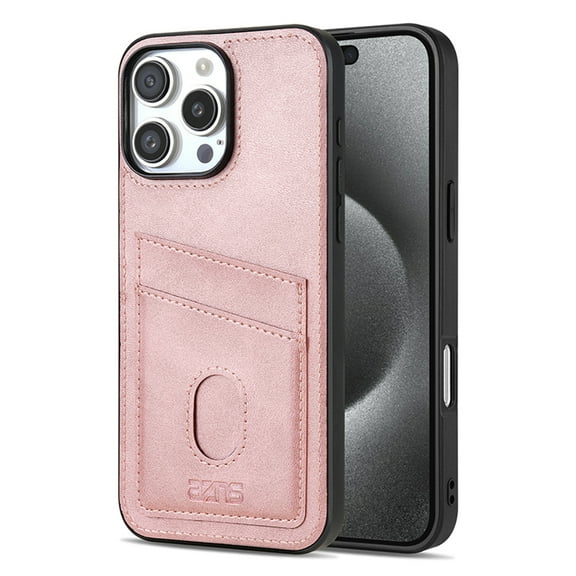 TECH CIRCLE for iPhone 17 Pro Max Retro Soft Leather Wallet Case with Credit Card Holder Thin Soft Edge Anti -Fall Protective Shockproof Drop Protection Hard Cover for Women Man,Pink