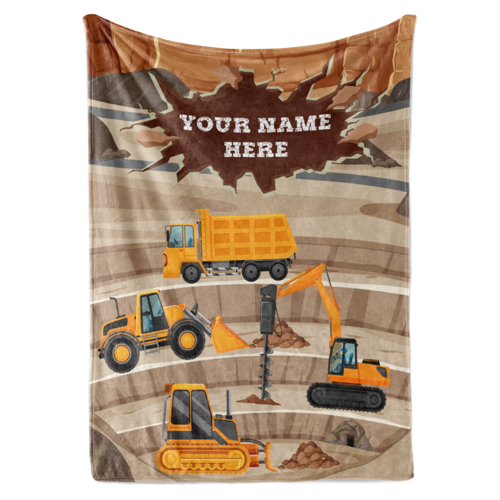Personalized Blanket for Kids Construction Truck Blanket Fleece