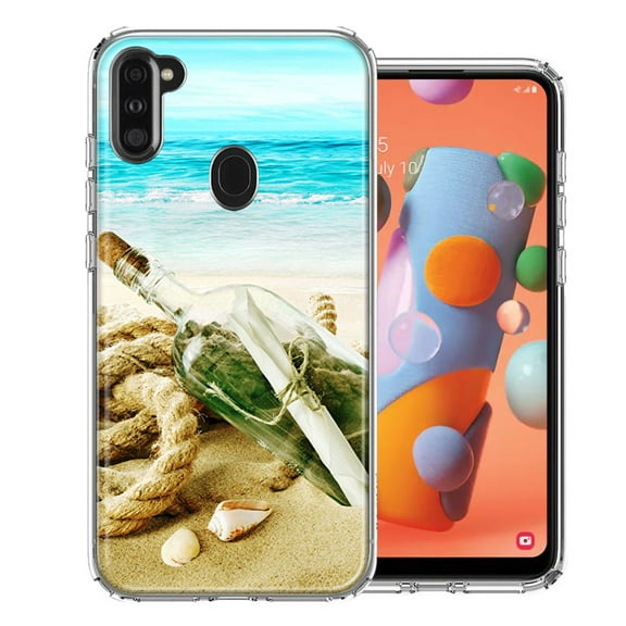 MUNDAZE For Samsung A11 Beach Message Bottle Design Double Layer Phone Case Cover