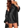 thumbnail image 6 of Women's Silky Satin Robe - Lightweight Kimono Bathrobe with Bell Sleeves and Ruffle Hem, Elegant Lounge Wear for Bridal & Spa, 6 of 6