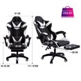 thumbnail image 4 of Bestco Recliner Leather Computer Desk Chair for Gamers w/ Massage Footrest Wheels, Blue, 4 of 11