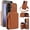 Brown, variant on Compatible with Samsung Galaxy S23 FE 5G Wallet Phone Case Tempered Glass Screen Protector Wrist Crossbody Strap Stand Credit Card Holder RFID Slot Cell Cover for S 23 EF 23FE Women Girls Dark Purple