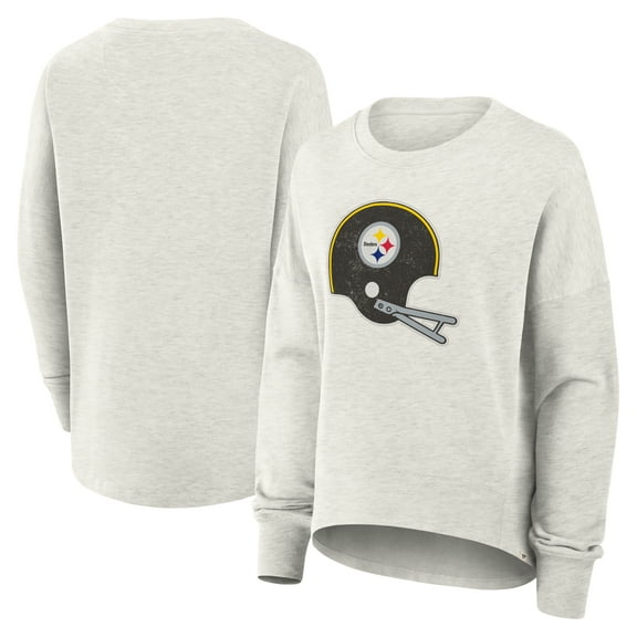 Women's Fanatics Heather Gray Pittsburgh Steelers Oversized Hometown Pullover Sweatshirt
