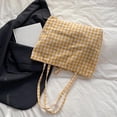 thumbnail image 6 of SPEKSEE Gingham Tote Bag Vintage Shoulder Tote Lightweight Shoulder Bag Gingham Large Capacity Handbag, 6 of 7
