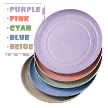 Wheat Straw Plates, 5.9 Inch Unbreakable Dinner Plates Set of 5, Dishwasher & Microwave Safe Plastic Plates Reusable, Lightweight Plates for kitchen, camping - Multi Colors
