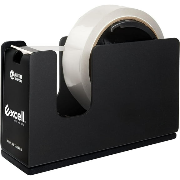 Excell Dualcore Desktop Tape Dispenser (1" 3" Core) with Sturdy Metal Base, Tape Dispenser Desk for Home, Office, Shop, Retail Store and Warehouse Wrapping