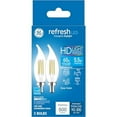 thumbnail image 2 of GE Lighting Refresh HD LED Chandelier Light Bulbs, Bent Tip, 60W Replacement, 2-Pack, Daylight, Clear Finish, Dimmable Candelabra LED Bulbs, 2 of 2