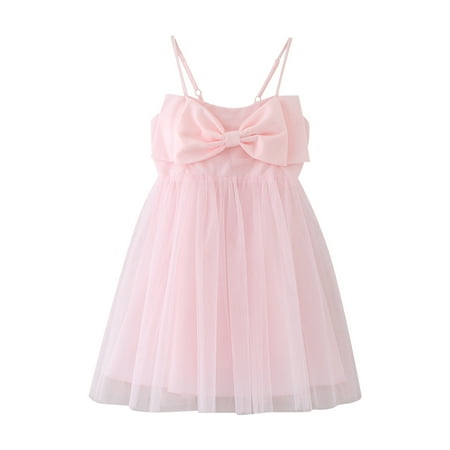 

BSDHBS Girls Dress Toddler Girls Sleeveless Solid Prints Bow Tie Tulle Princess Dress Dance Party Dresses Clothes