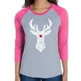 thumbnail image 1 of Women's Raglan Baseball Word Art T-shirt - Santa's Reindeer, 1 of 2
