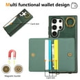 thumbnail image 4 of for Samsung Galaxy S23 Ultra Wallet Case with Card Slots, Hand Wrist Strap Rotate Ring Design, Finger Grip Ring PU Leather Magnetic Button Shockproof Purse Phone Cover for Galaxy S23 Ultra, Green, 4 of 7