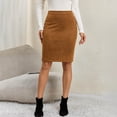 thumbnail image 2 of Gfyviroh Pencil Skirt for Women Comfy Faux Suede Slim Bodycon Skirts High Waist Stretch Office Casual Skirt, 2 of 7