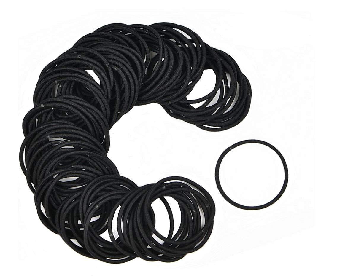 100 Pieces Black Elastics Hair Ties Ponytail Hair Bands Gentle Elastics