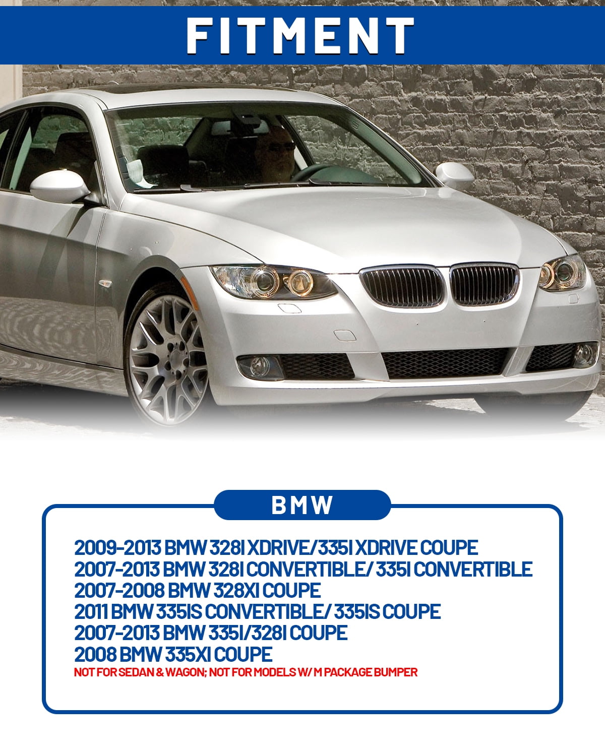 2Pcs Fog Lights Assembly for 2007-2013 BMW 3 Series E92,E93 (w/o M-Package Bumper) OEM Replacement Fog Lamps,Clear Lens