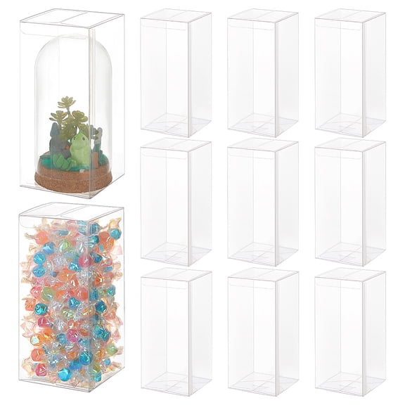15Pcs Clear PVC Gift Box 3.15x3.15x7.08 Inch Transparent Favor Boxes Rectangle Clear Plastic Candy box for Christmas Wedding Party