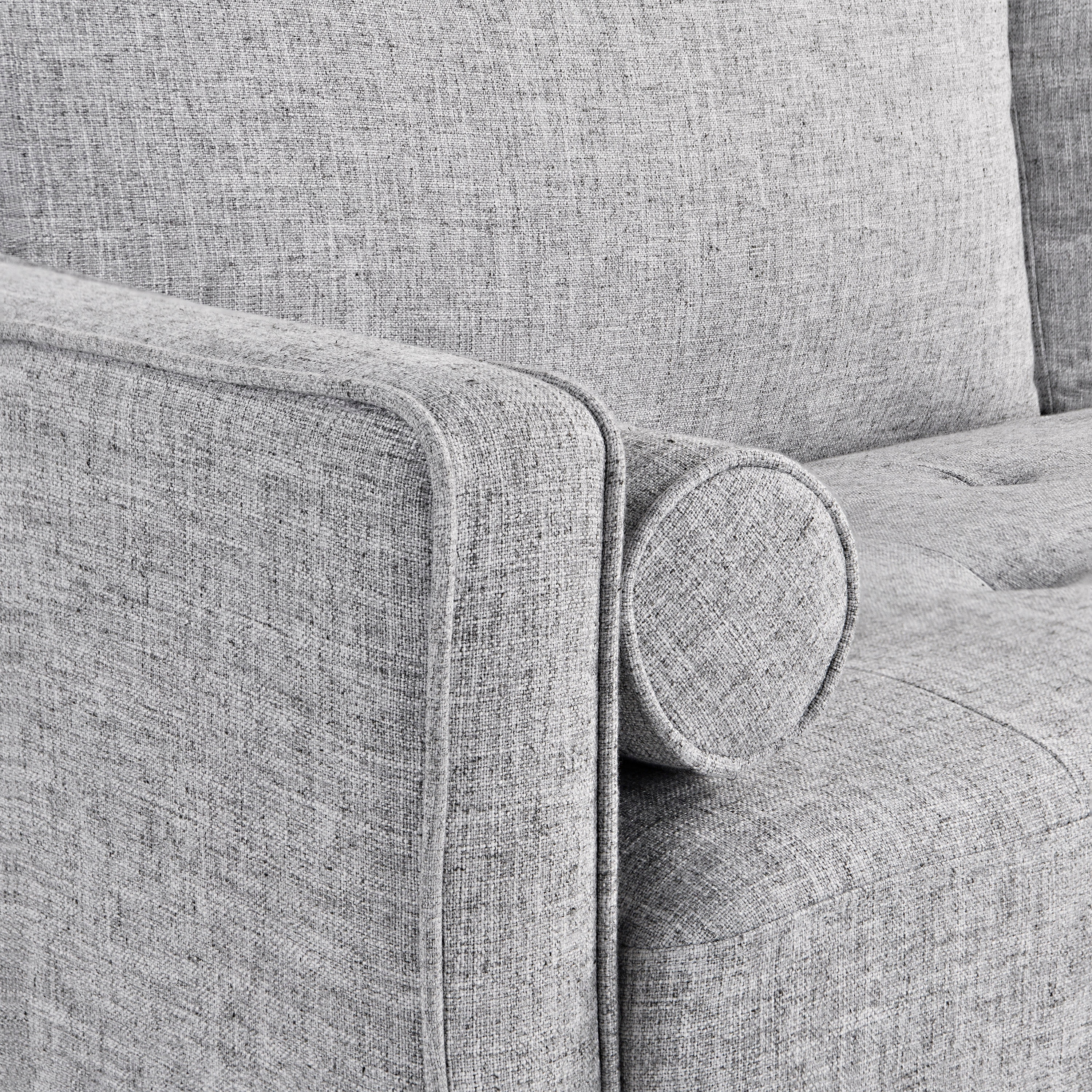 Studio Living Lorelei Mid-Century Modern Cushion Back Upholstered Sofa, Light Gray Fabric