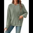 thumbnail image 3 of Sudadera Informal con Capucha y Bolsillo Frontal de Larga con Cordón para Mujer Verde XXL, 3 of 10