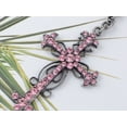 thumbnail image 3 of Crystal Rhinestone God Blessed Flower Floral Holy Cross Hook Key Chain, Pink, 3 of 6