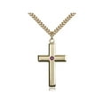 thumbnail image 1 of Gold Filled Cross Pendant with 3mm February Purple Swarovski Crystal 1 3/8 x 3/4 inches with Heavy Curb Chain, 1 of 1