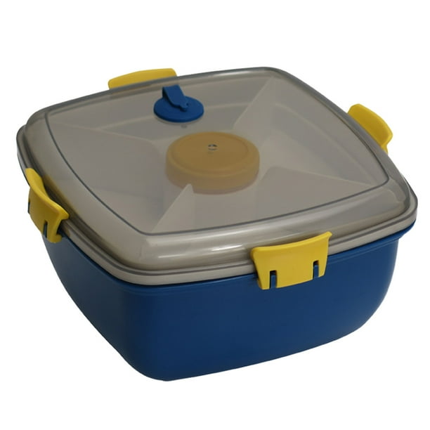 1 Set Portátil Microondable Bento Box Caja de ensalada Doble Layer Holder (azul marino)