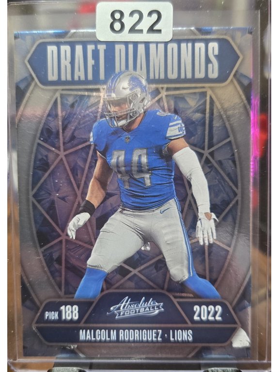 Near Mint 2025 Panini Absolute Football Draft Diamonds DD-MRZ Malcolm Rodriguez Lions Detroit Lions NFL Football Trading Card