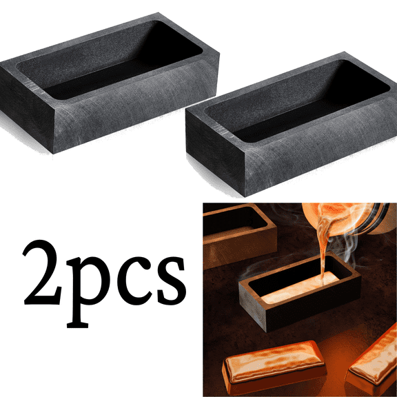 2 Pieces Graphite Ingot Mould Crucible Mould for Casting Gold Silver Metal Aluminum Copper Brass Melting Refining(4 x 2 x 1 Inch)