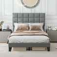 thumbnail image 4 of Costway Full Size Bed Frame Modern Linen Fabric Upholstered Platform Bed with Headboard, 4 of 10
