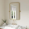thumbnail image 3 of Flash Furniture 35" x 27" Metal Pivot Wall Mirror - Large Accent Vanity Mirror for Bathroom in Gold, 3 of 13