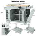 thumbnail image 4 of Fluted Kitchen Island On Wheels with Trash Can Storage Cabinet and Drawers, Rolling Kitchen Islands Built-in Power Outlet, Internal Storage Rack and Open Side Racks, Grey+Blue, 4 of 8