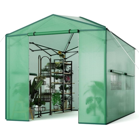 Garvee Outdoor pop up Walk-in Greenhouse 8’x 12’,  for Garden Patio Backyard, Green