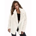 thumbnail image 3 of Katigan Women Winter Coats Lapel Faux Fur Jackets Open Front Mid-Long Cardigan Coat Casual Warm Winter Outwear Jackets White S, 3 of 5