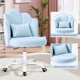 thumbnail image 6 of COOLHUT Vanity Chair, Velvet Petal Vanity Makeup Chair with Lumber Support, Home Office Desk Chair with Wheels, Height Adjustable Computer Work Chair for Bedroom, Living Room, Blue, 6 of 10