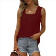 thumbnail image 2 of Camisetas Sin Mangas para Mujer, Conjuntos de Verano 2025, Blusas Informales con Cuello Cuadrado, Color Burdeos XL, 2 of 5