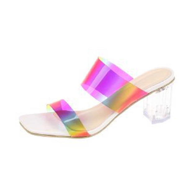 Amzcrzy Zapatos de mujer,Zapatos de mujer,Zapatillas de mujer, Sandalias de mujer de moda de verano con punta cuadrada y tacón grueso Sandalias Mujer Zapatillas De Casa